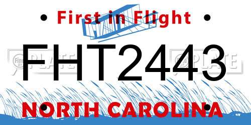 FHT2443 North Carolina License Plate