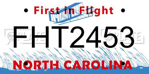 FHT2453 North Carolina License Plate