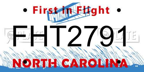FHT2791 North Carolina License Plate