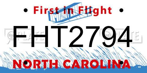 FHT2794 North Carolina License Plate