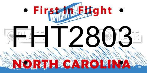 FHT2803 North Carolina License Plate