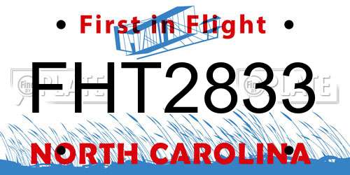 FHT2833 North Carolina License Plate
