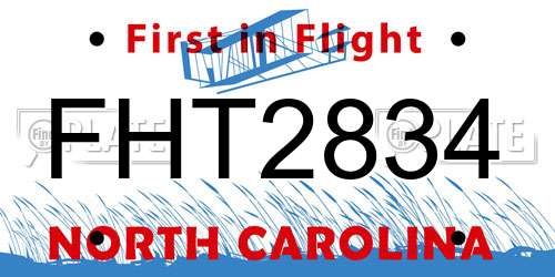 FHT2834 North Carolina License Plate