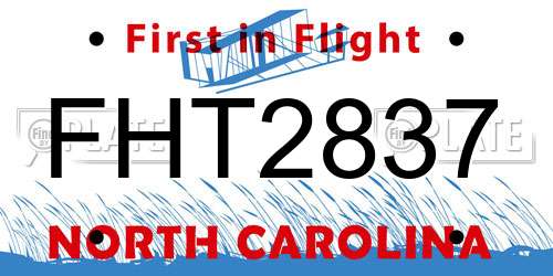 FHT2837 North Carolina License Plate