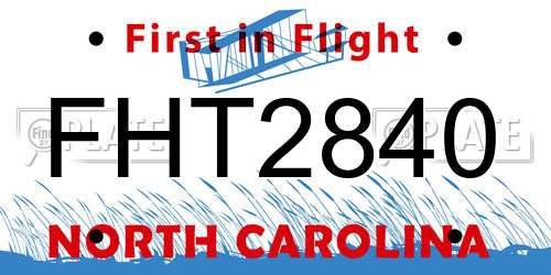 FHT2840 North Carolina License Plate