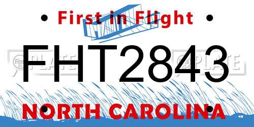 FHT2843 North Carolina License Plate
