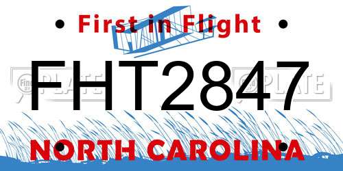 FHT2847 North Carolina License Plate