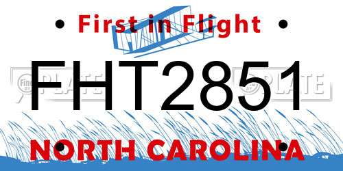 FHT2851 North Carolina License Plate