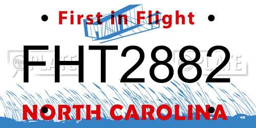 FHT2882 North Carolina License Plate
