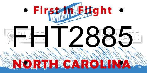 FHT2885 North Carolina License Plate