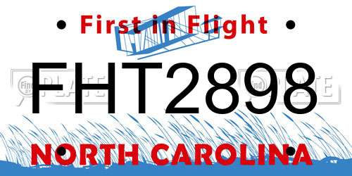 FHT2898 North Carolina License Plate