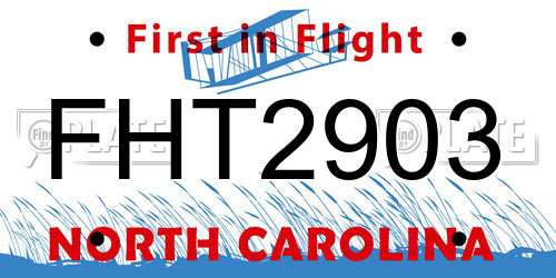 FHT2903 North Carolina License Plate