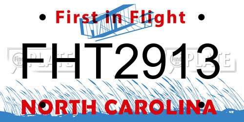 FHT2913 North Carolina License Plate