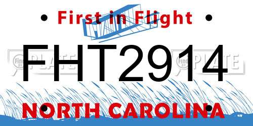FHT2914 North Carolina License Plate