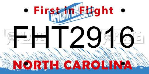 FHT2916 North Carolina License Plate