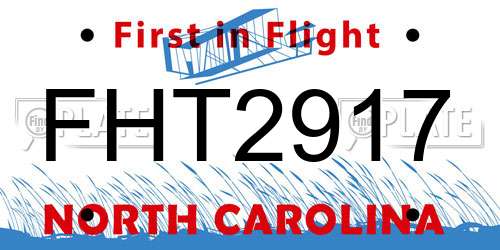 FHT2917 North Carolina License Plate
