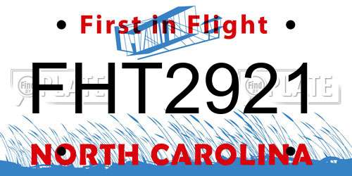 FHT2921 North Carolina License Plate