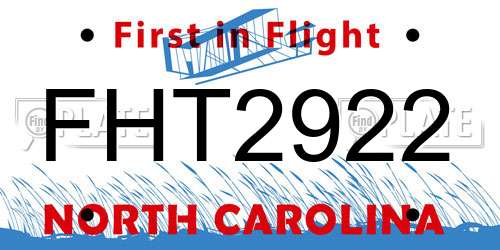 FHT2922 North Carolina License Plate