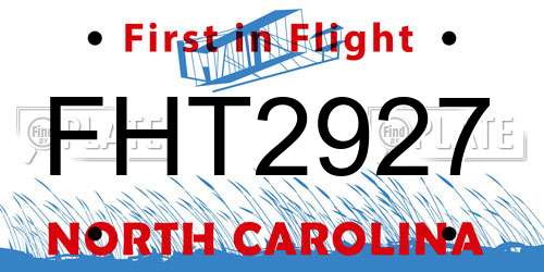 FHT2927 North Carolina License Plate