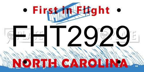 FHT2929 North Carolina License Plate