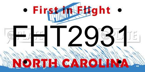 FHT2931 North Carolina License Plate