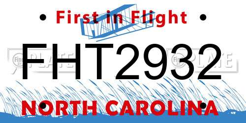FHT2932 North Carolina License Plate