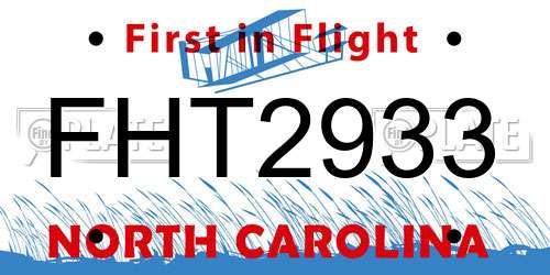 FHT2933 North Carolina License Plate