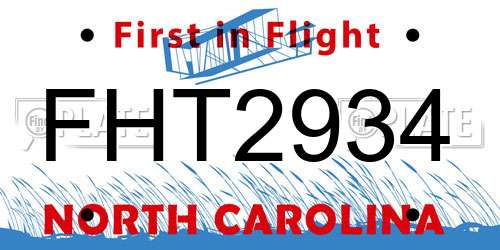 FHT2934 North Carolina License Plate