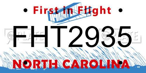 FHT2935 North Carolina License Plate