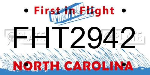 FHT2942 North Carolina License Plate