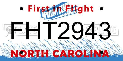 FHT2943 North Carolina License Plate