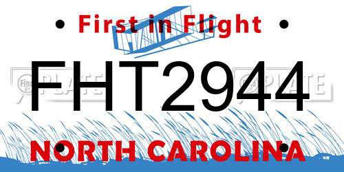 FHT2944 North Carolina License Plate