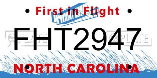 FHT2947 North Carolina License Plate