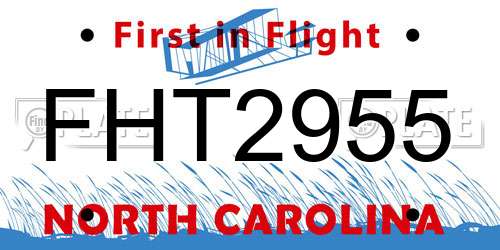 FHT2955 North Carolina License Plate