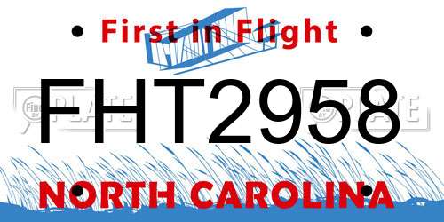 FHT2958 North Carolina License Plate