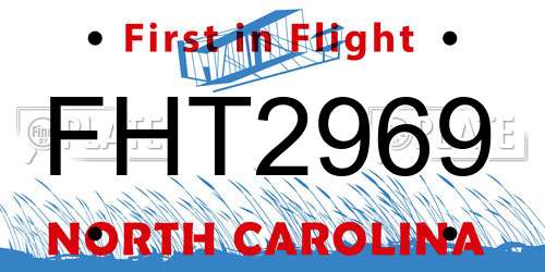FHT2969 North Carolina License Plate