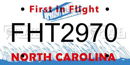 FHT2970 North Carolina License Plate