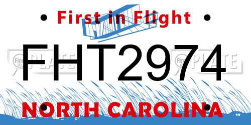 FHT2974 North Carolina License Plate