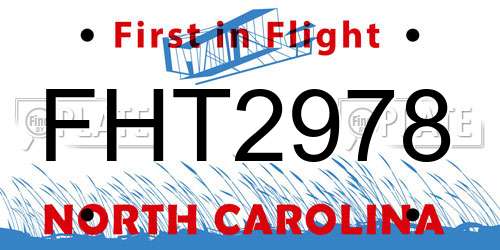 FHT2978 North Carolina License Plate