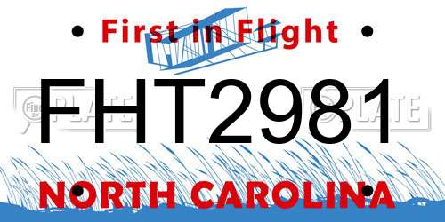FHT2981 North Carolina License Plate