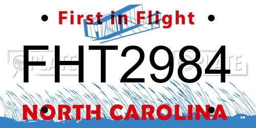 FHT2984 North Carolina License Plate