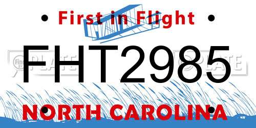 FHT2985 North Carolina License Plate
