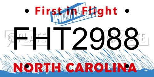 FHT2988 North Carolina License Plate