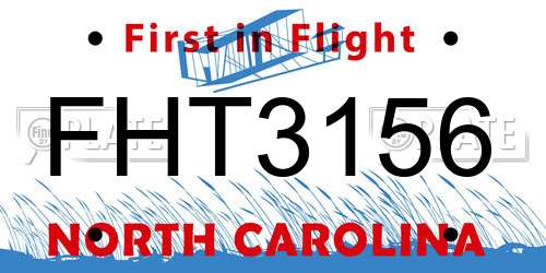 FHT3156 North Carolina License Plate