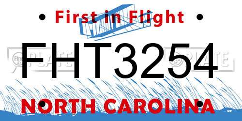 FHT3254 North Carolina License Plate