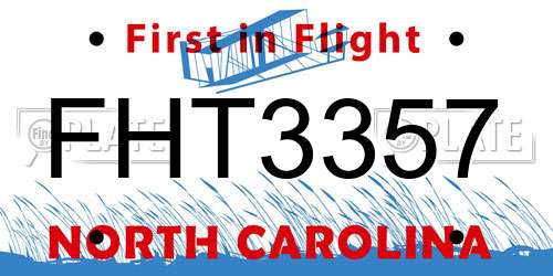 FHT3357 North Carolina License Plate