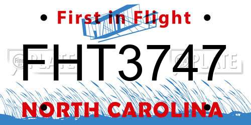 FHT3747 North Carolina License Plate