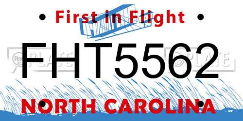 FHT5562 North Carolina License Plate