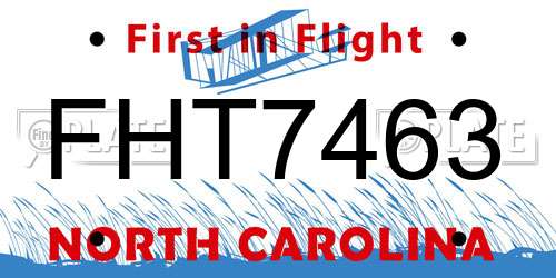 FHT7463 North Carolina License Plate