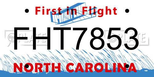 FHT7853 North Carolina License Plate